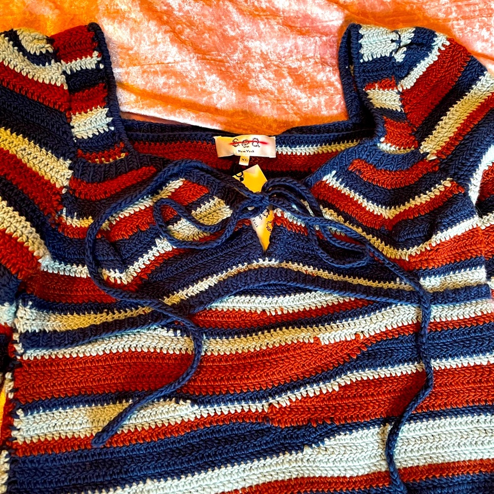 Sea NY Wavey Crochet Sweater size XL